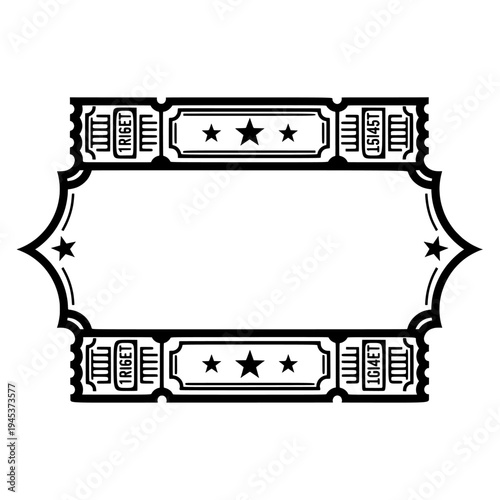 Black and White Ornate Frame With Stars and Text Placeholders