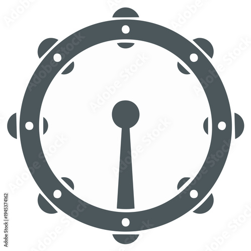 Stylized Drum with Jingle Bells and Stick