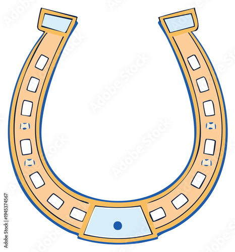 Cartoon Horseshoe Icon Symbol of Good Luck and Protection