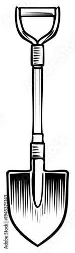 Vintage Style Garden Spade with D Shaped Handle Illustration