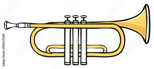 Cartoon Illustration of a Trumpet Musical Instrument
