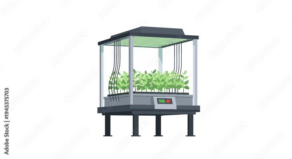 Fototapeta premium Vertical farm system with hydroponic technology and grow lights