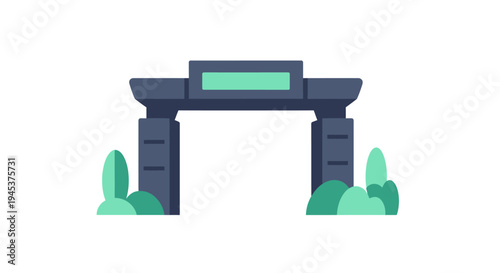 Ancient Gate Monument with Lush Greenery