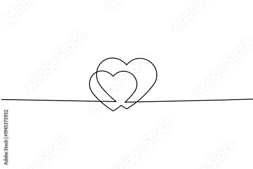 Love shape continuous one line drawing minimalist style isolate outline vector illustration