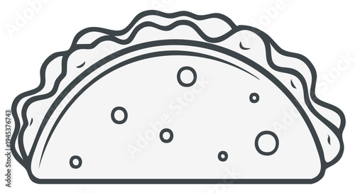 Taco vector illustration on white background, fast food outline icon Mexican cuisine