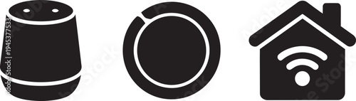 Smart home speaker and Wi Fi house icon set vector illustration for IoT concept