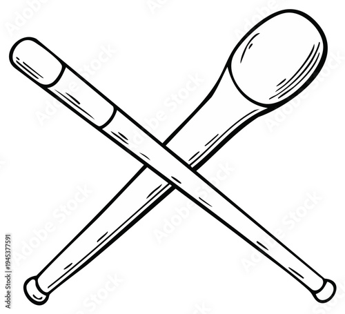 Crossed makeup brushes illustration, beauty industry tools