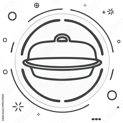Serving Dish with Lid Isolated Design Element Food Container Elegant Platter Restaurant Kitchenware Simple Line Art