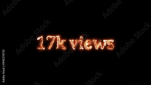 Beautiful Glowing 17K Views Icon Animation Neon Light Style Shiny Social Media Counter Graphic Motion Design Video. 17K Viral Video Views Animation | Eye-Catching Spiral Hypnotic Motion Background | 