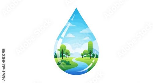 Illustration of a water drop with earth and eco-friendly design for World Water Day USA concept