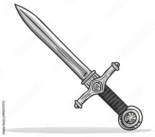 Detailed Medieval Sword with Ornate Hilt and Sharp Blade