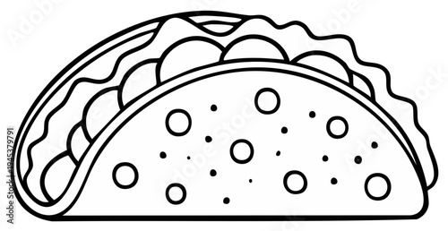 Taco Illustration: Outline of a Traditional Tortilla Wrap
