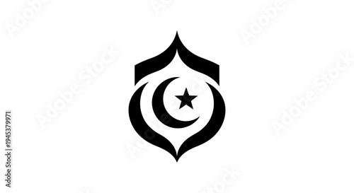 Islamic Symbol with Crescent and Star Emblem.