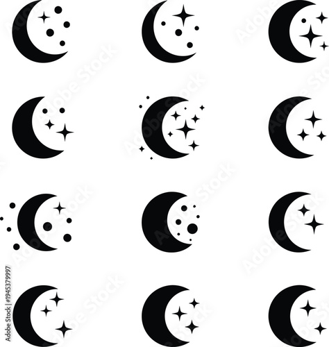 Phases of the moon illustrations
