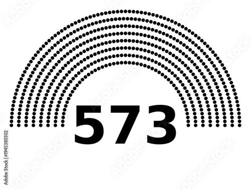 Hemicycle 573 seats - 8 rows