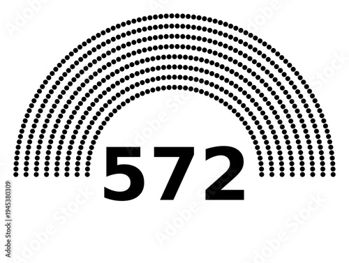 Hemicycle 572 seats - 8 rows