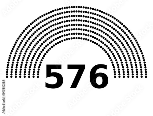 Hemicycle 576 seats - 8 rows