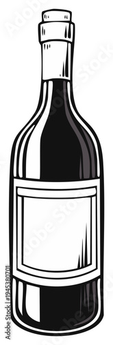 Empty Wine Bottle With Blank Label and Cork