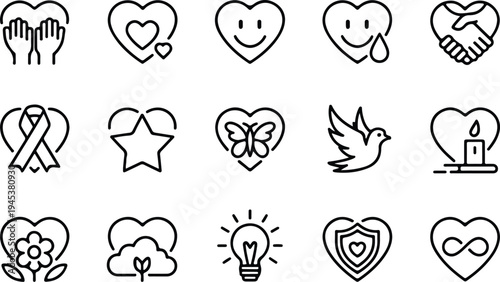 Care Collection Silhouette Icon Set Health Care Typography Silhouette Icon Pack