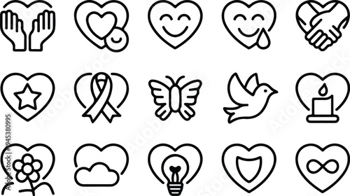 Care Collection Silhouette Icon Set Health Care Typography Silhouette Icon Pack