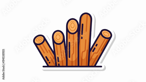 Stylized illustration of cut tree logs in a bunch