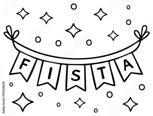 Festive Fiesta Banner Decoration with Stars and Confetti for Celebration