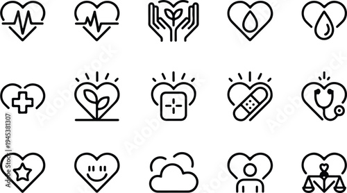 Care Collection Silhouette Icon Set Health Care Typography Silhouette Icon Pack