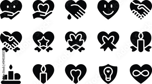 Care Collection Silhouette Icon Set Health Care Typography Silhouette Icon Pack