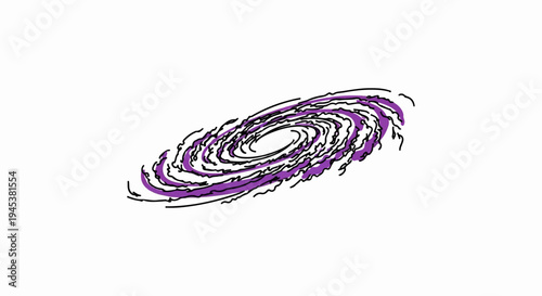 Stylized swirling cosmic galaxy with purple accents on white