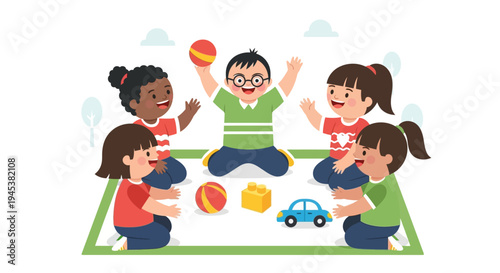 children playing together on a mat.