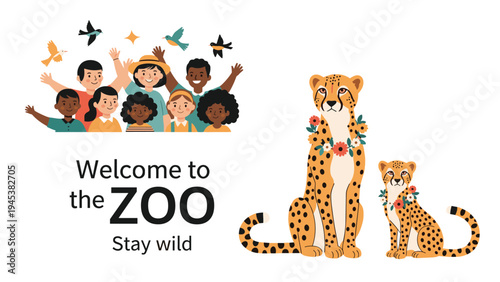 Two young boys sitting on the ground and reading books in an autumn park with falling orange leaves and a sleeping cat.