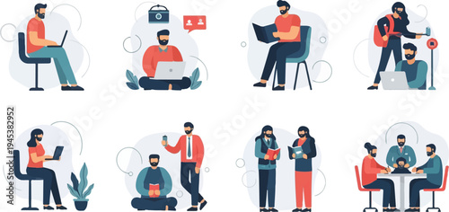 Diverse individuals engaged in various activities, from work to leisure (2)