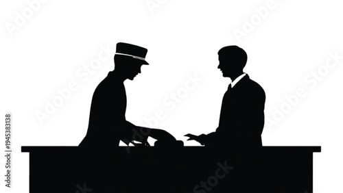 Hotel reception desk silhouettes hospitality service concept