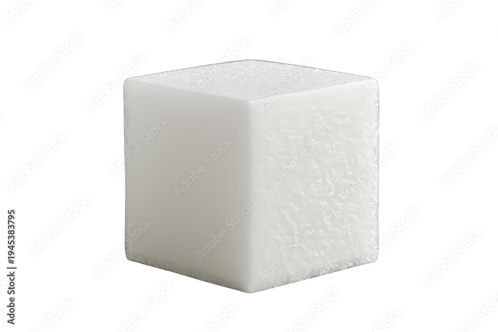 Fototapeta premium White sugar cube showing a sweet, refined ingredient for food flavoring or calorie source on transparent background