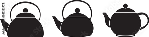 Teapot Silhouette Vector – Tea Kettle Icon Set