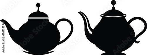 Teapot Silhouette Vector – Tea Kettle Icon Set