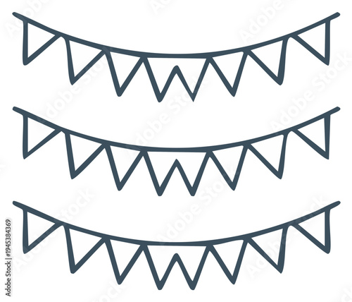 Hand drawn bunting flags illustration for party and celebration decoration