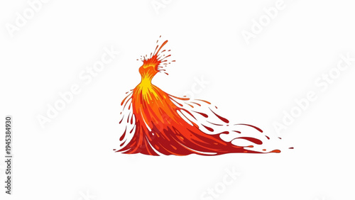 Fiery liquid splash resembling a dynamic gown or bird