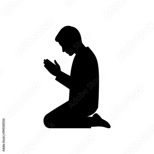 Man Kneeling in Prayer Silhouette.