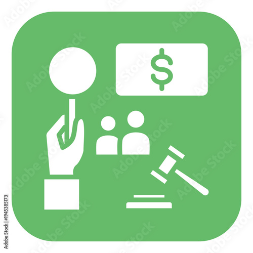 Auction Fundraiser Vector Icon