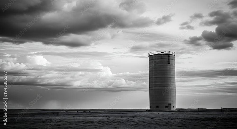 Obraz premium Vast Open Plains Lone Silo Against Big Sky