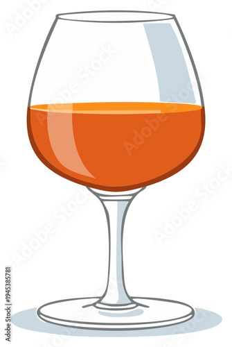 Vibrant orange liquid beverage in a classic snifter glass. Elegant vector drink illustration.