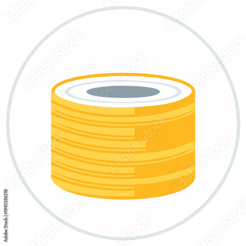 Stack of Yellow Adhesive Tapes Illustration Minimalist Tape Rolls Stationery Supplies Decoration Materials Sticky Tapes