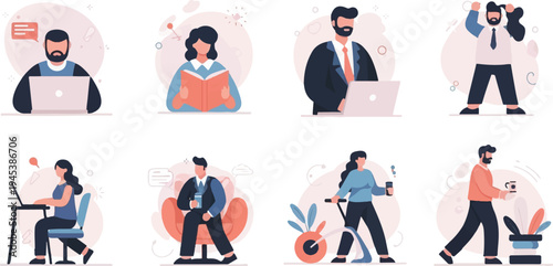 Diverse individuals engaged in various modern activities and professions