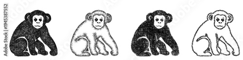 Sketch chimpanzee icon design set