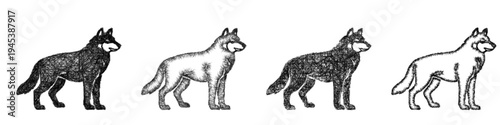 Sketch wolf icon design set