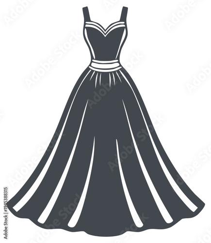 Elegant ball gown silhouette with sweetheart neckline and full skirt fashion icon vector