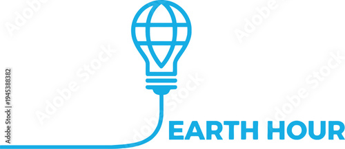 Earth Hour Vector Illustration with Globe Light Bulb and Bold Typography Promoting Energy Conservation and Climate Awareness