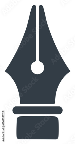 Classic fountain pen nib vector icon Simple flat design graphic illustration for writing and calligraphy