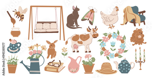 Cozy Cottagecore Elements Set.